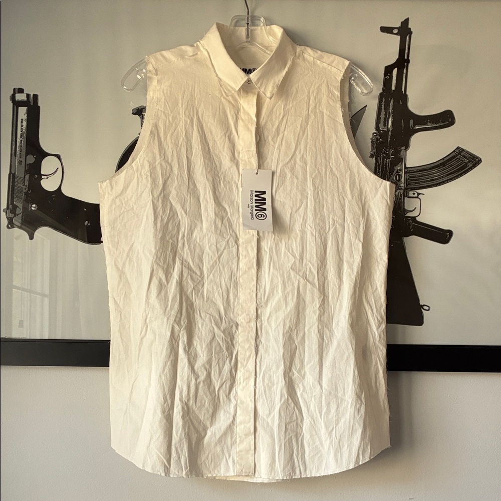 MM6 Maison Martin Margiela Cream Sleeveless Shirt XL